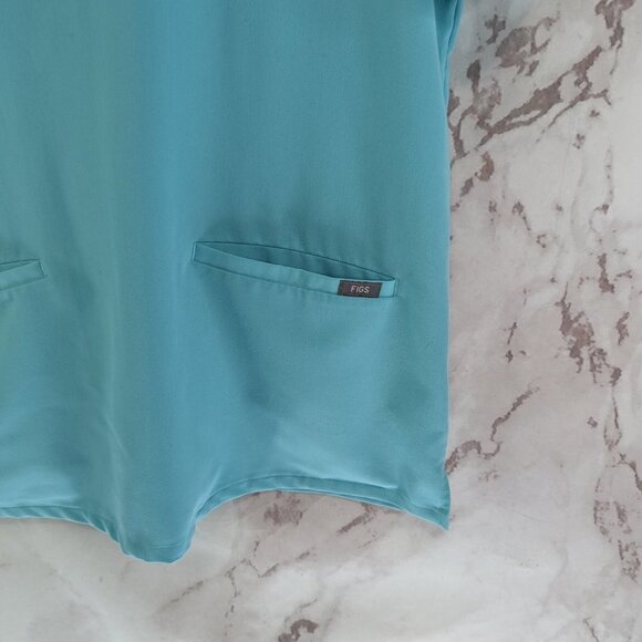 FIGS Top Womens Large Blue Casma Short Sleeve Scrub Pocke Teal Aqua 1714 - Picture 5 of 12